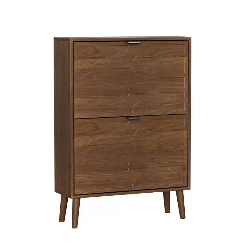 Homy Casa Mobile scarpiera moderno con 2 ante a ribalta, ripiano espositivo e gambe in legno