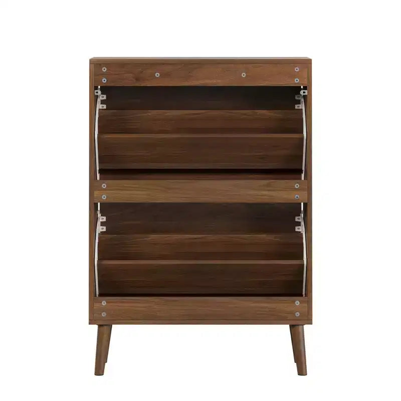 Homy Casa Mobile scarpiera moderno con 2 ante a ribalta, ripiano espositivo e gambe in legno