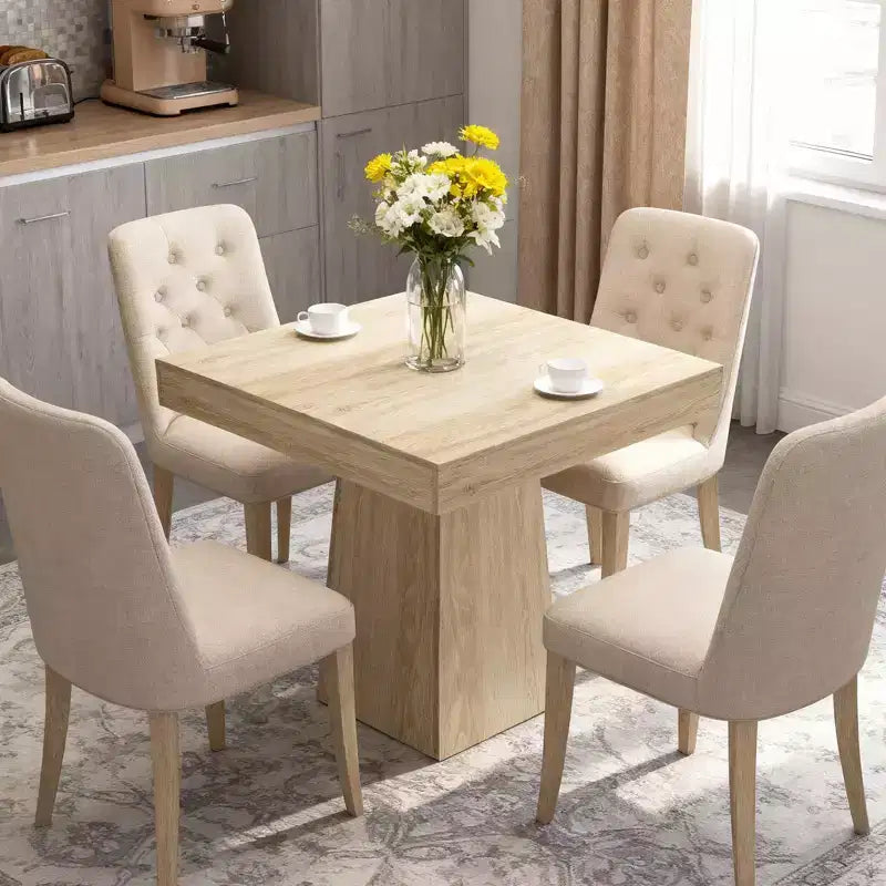 Tavolo da pranzo quadrato da 31,5 pollici per 4 persone, tavolino da cucina in legno con base a piedistallo, tavolo da pranzo in stile rustico per cucina, sala da pranzo, appartamento