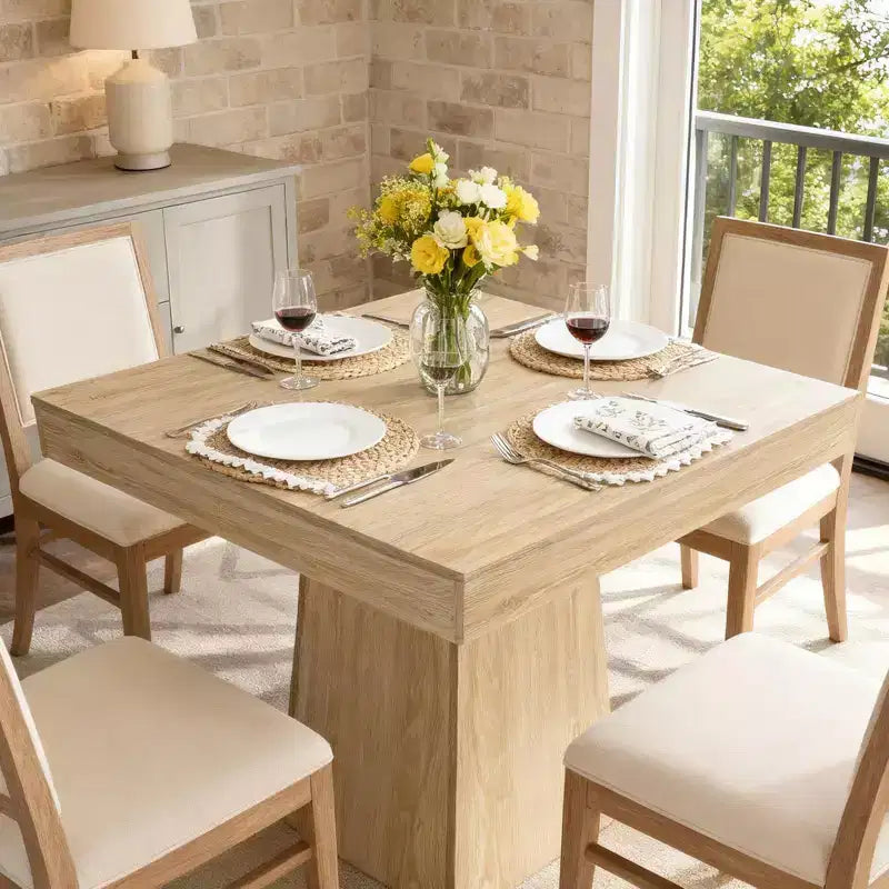 Tavolo da pranzo quadrato da 31,5 pollici per 4 persone, tavolino da cucina in legno con base a piedistallo, tavolo da pranzo in stile rustico per cucina, sala da pranzo, appartamento