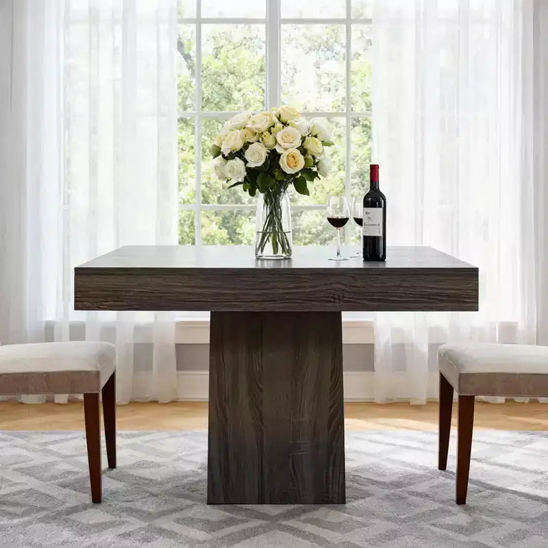 Tavolo da pranzo quadrato da 31,5 pollici per 4 persone, tavolino da cucina in legno con base a piedistallo, tavolo da pranzo in stile rustico per cucina, sala da pranzo, appartamento