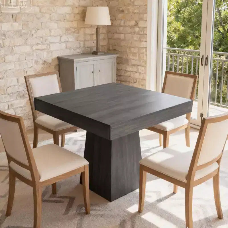 Tavolo da pranzo quadrato da 31,5 pollici per 4 persone, tavolino da cucina in legno con base a piedistallo, tavolo da pranzo in stile rustico per cucina, sala da pranzo, appartamento