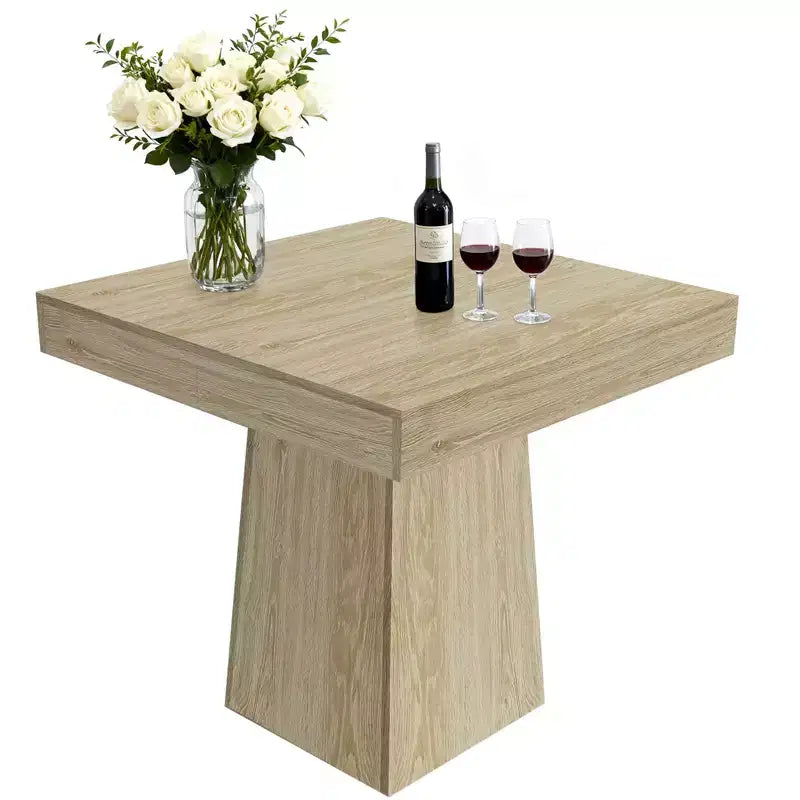 Tavolo da pranzo quadrato da 31,5 pollici per 4 persone, tavolino da cucina in legno con base a piedistallo, tavolo da pranzo in stile rustico per cucina, sala da pranzo, appartamento