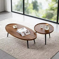 Modern Nesting Side Table Set of 2, Walnut Coffee Tables for Living Room, Mid Century Modern Nesting Side Tables Farmhouse End Table for Small Spaces