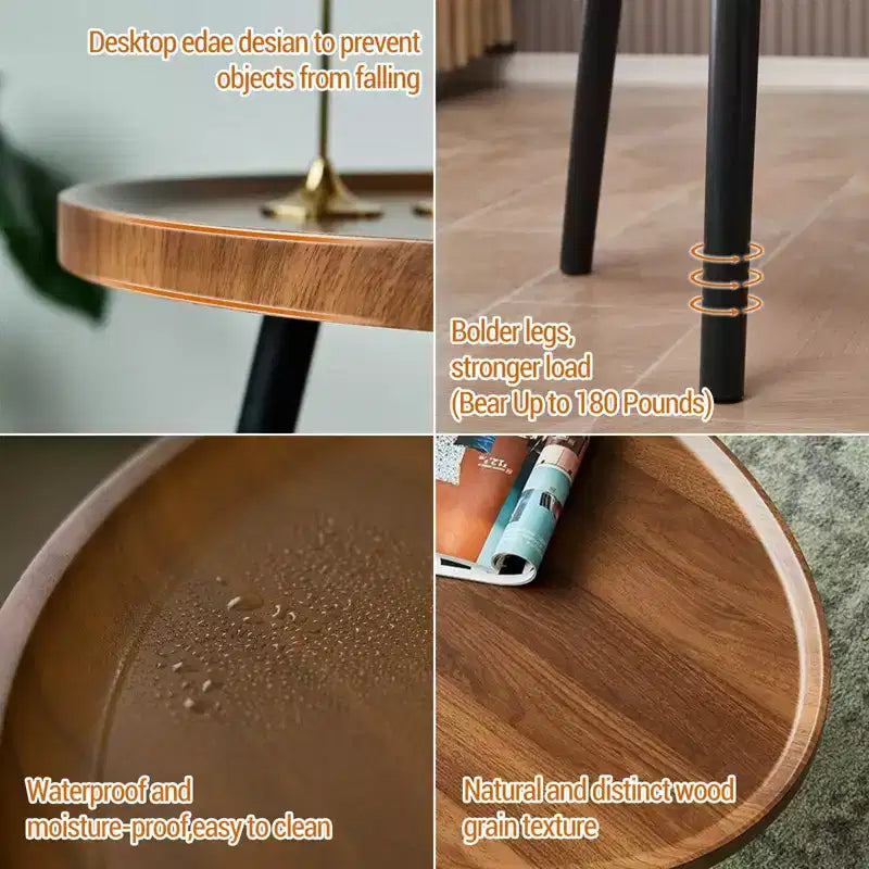 Set di 2 Tavolini Nido Moderni, Tavolini da Caffè in Noce per Soggiorno, Tavolini Nido Moderni di Metà Secolo, Tavolino Finale in Stile Rustico per Piccoli Spazi