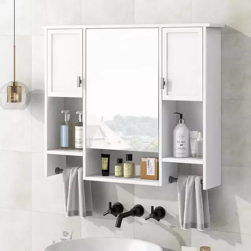 Mobiletto da bagno, armadietto a muro con specchio, portasciugamani, pensile in legno per cucina, soggiorno, lavanderia