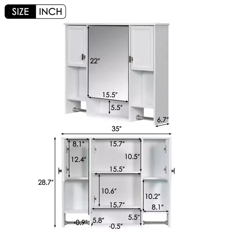 Mobiletto da bagno, armadietto a muro con specchio, portasciugamani, pensile in legno per cucina, soggiorno, lavanderia