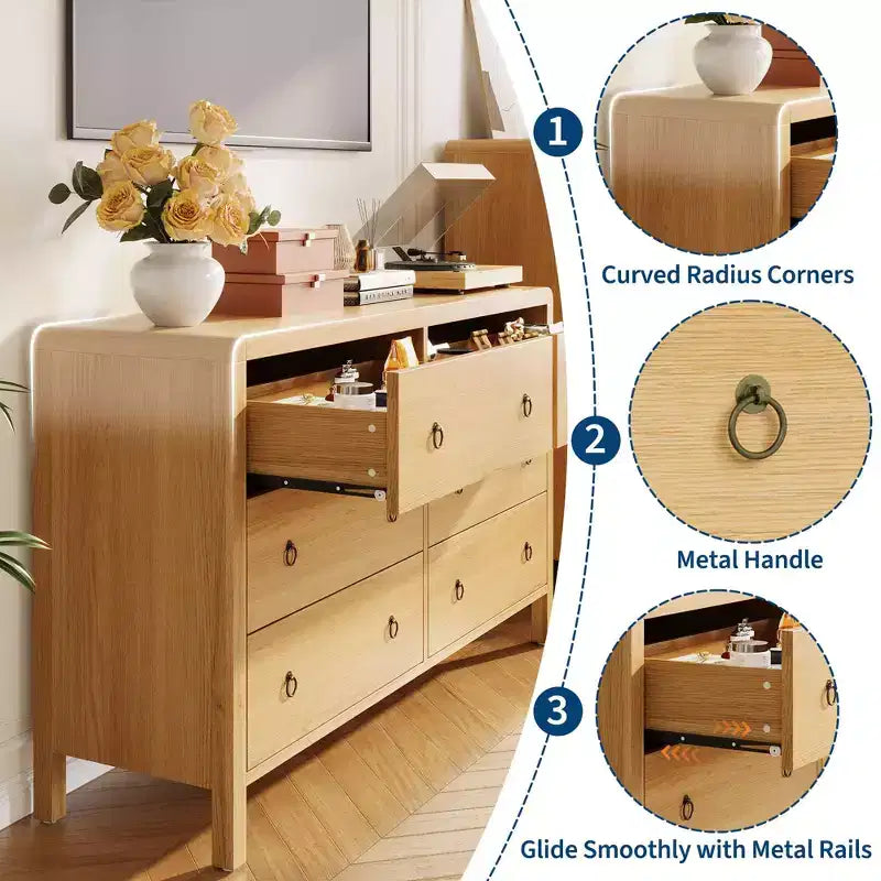 Cassettiera a 7 cassetti, cassettiera moderna con maniglia in metallo, organizer per cassetti in legno per camera da letto, soggiorno, corridoio, ingresso