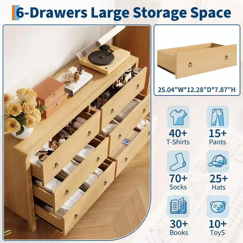 Cassettiera a 7 cassetti, cassettiera moderna con maniglia in metallo, organizer per cassetti in legno per camera da letto, soggiorno, corridoio, ingresso