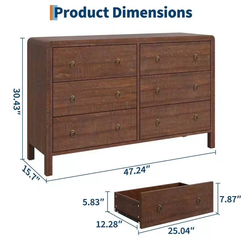 Cassettiera a 7 cassetti, cassettiera moderna con maniglia in metallo, organizer per cassetti in legno per camera da letto, soggiorno, corridoio, ingresso