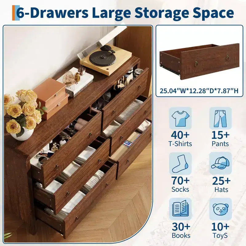 Cassettiera a 7 cassetti, cassettiera moderna con maniglia in metallo, organizer per cassetti in legno per camera da letto, soggiorno, corridoio, ingresso