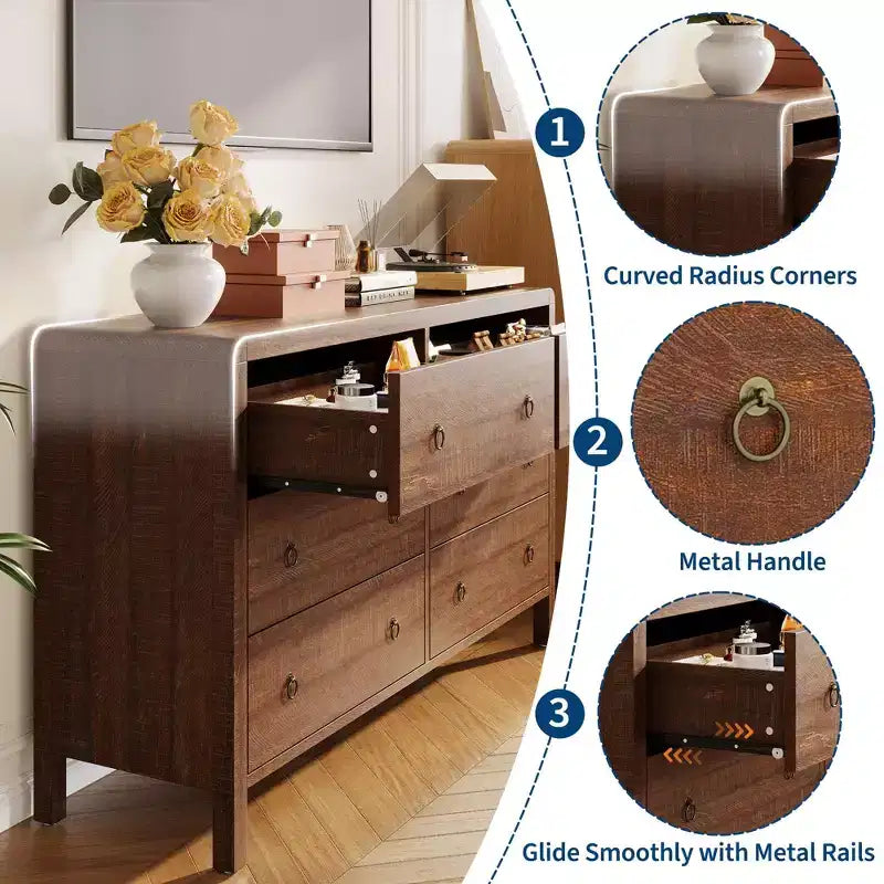 Cassettiera a 7 cassetti, cassettiera moderna con maniglia in metallo, organizer per cassetti in legno per camera da letto, soggiorno, corridoio, ingresso