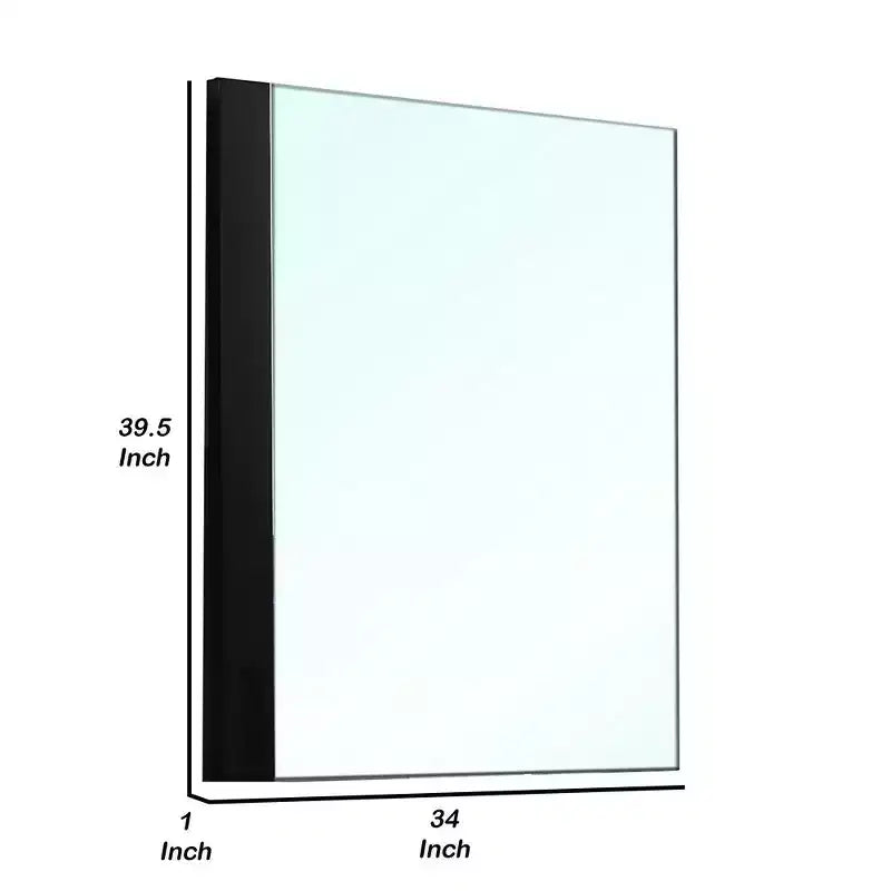 Specchiera Royal Hampton per comò, 40 pollici, elegante legno nero laccato, design senza cornice