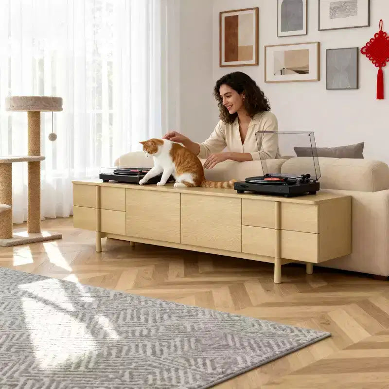 Mobile porta TV da 86,8 pollici per TV fino a 90 pollici con cassetti e armadietti, mobile multimediale per soggiorno