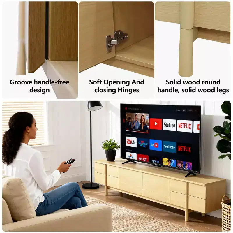 Mobile porta TV da 86,8 pollici per TV fino a 90 pollici con cassetti e armadietti, mobile multimediale per soggiorno