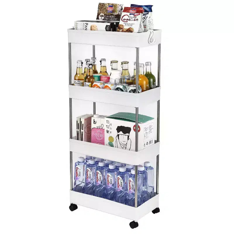 Karl Home Carrello portaoggetti multifunzionale mobile a 4 ripiani Armadietto portaoggetti