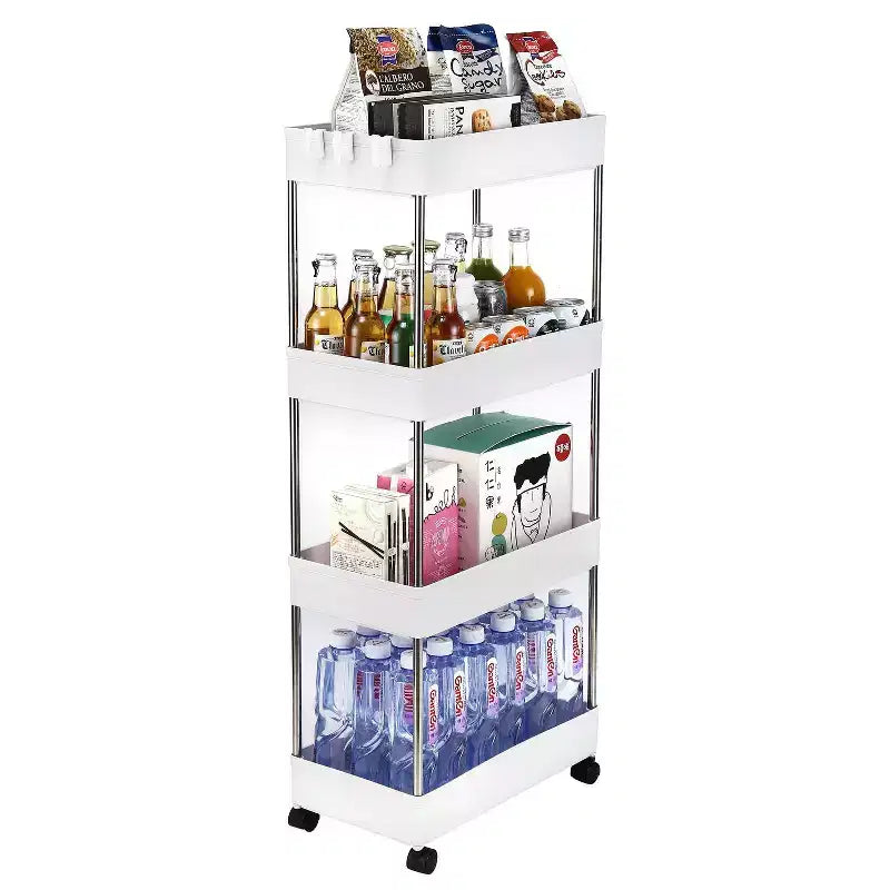 Karl Home Carrello portaoggetti multifunzionale mobile a 4 ripiani Armadietto portaoggetti