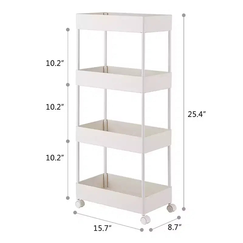 Karl Home Carrello portaoggetti multifunzionale mobile a 4 ripiani Armadietto portaoggetti