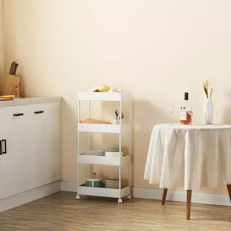 Karl Home Carrello portaoggetti multifunzionale mobile a 4 ripiani Armadietto portaoggetti