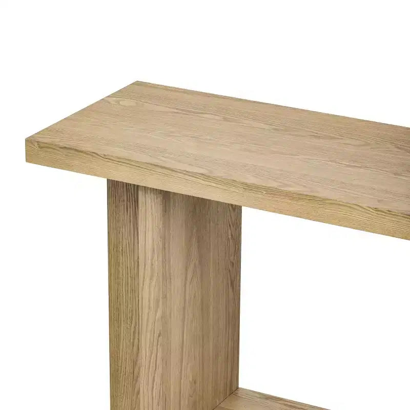 Consolle da ingresso da 152 cm con ripiano, tavolo da corridoio in impiallacciatura di frassino con design a gamba a T, ripiano inferiore per soggiorno o foyer - Panipeachy