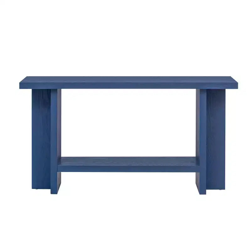 Consolle da ingresso da 152 cm con ripiano, tavolo da corridoio in impiallacciatura di frassino con design a gamba a T, ripiano inferiore per soggiorno o foyer - Panipeachy