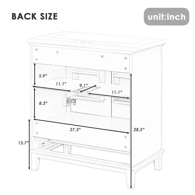 MAYEERTY 30 Mobile Bagno senza Lavello Ante a Cassetti Multifunzione Struttura Solida MDF Verde