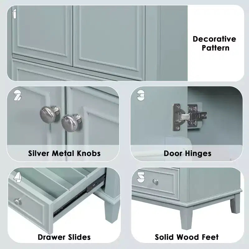 MAYEERTY 30 Mobile Bagno senza Lavello Ante a Cassetti Multifunzione Struttura Solida MDF Verde
