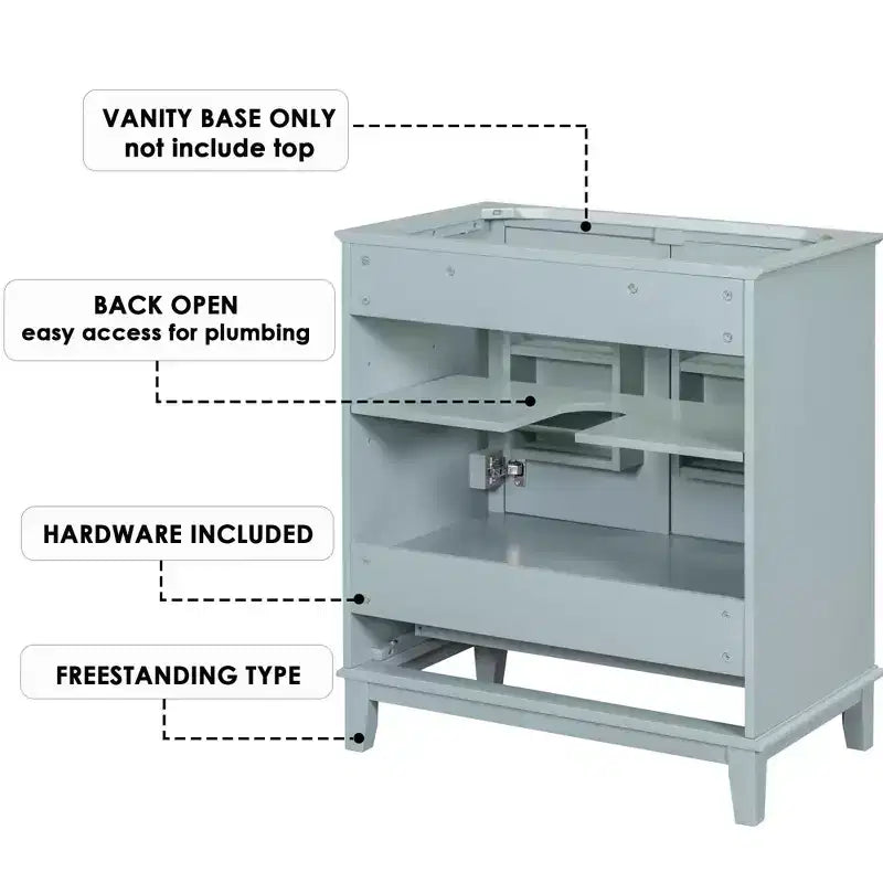 MAYEERTY 30 Mobile Bagno senza Lavello Ante a Cassetti Multifunzione Struttura Solida MDF Verde