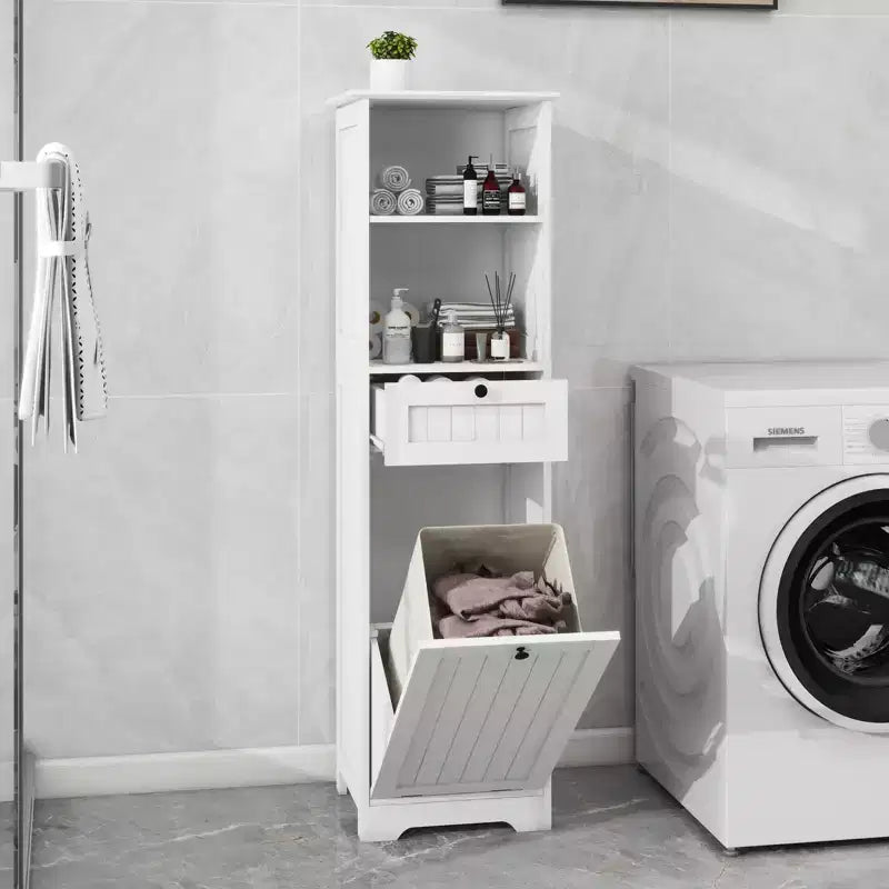 GDFStudio Kashton Mobile Contenitore Moderno da Bagno Sottile con Sacca Portabiancheria Removibile