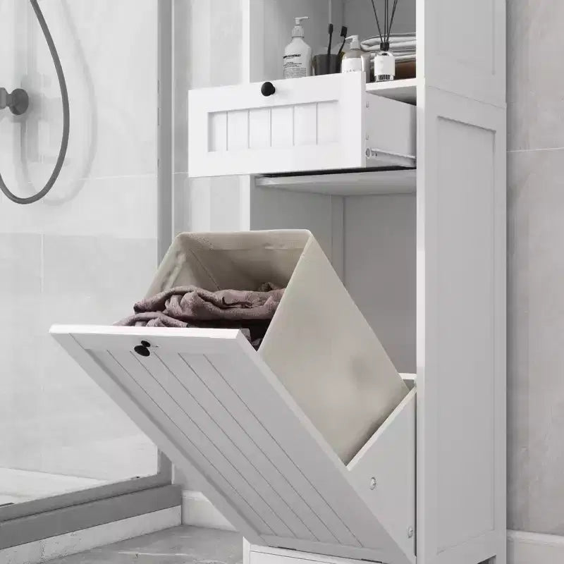GDFStudio Kashton Mobile Contenitore Moderno da Bagno Sottile con Sacca Portabiancheria Removibile