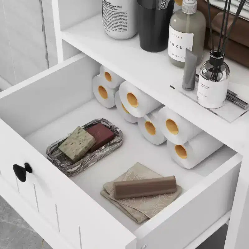 GDFStudio Kashton Mobile Contenitore Moderno da Bagno Sottile con Sacca Portabiancheria Removibile