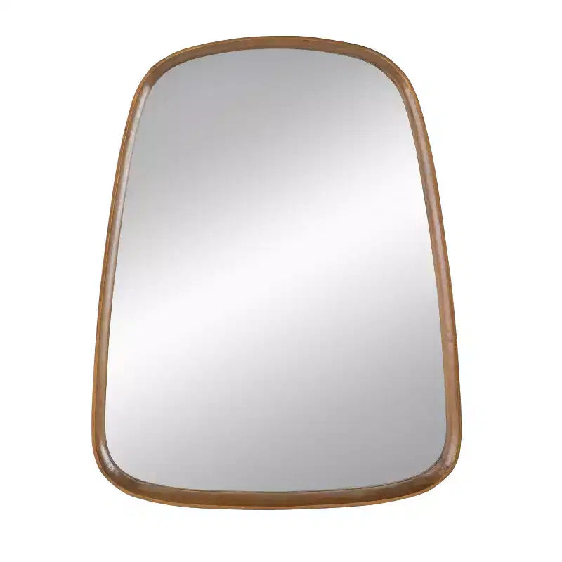 Specchio da parete triangolare irregolare 30 x 38 pollici con cornice in legno per bagno o camera da letto
