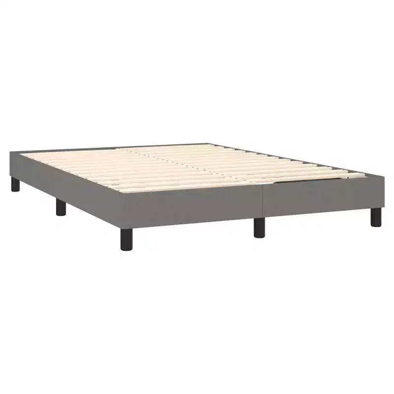 Telaio Letto Queen Size con Piattaforma, Tessuto Grigio Scuro, Senza Testiera, Non Richiede Rete a Doghe