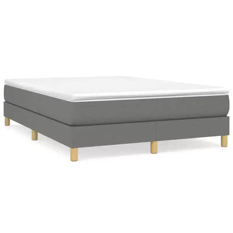 Telaio letto a piattaforma matrimoniale, tessuto grigio scuro, senza testiera, non necessita di box spring