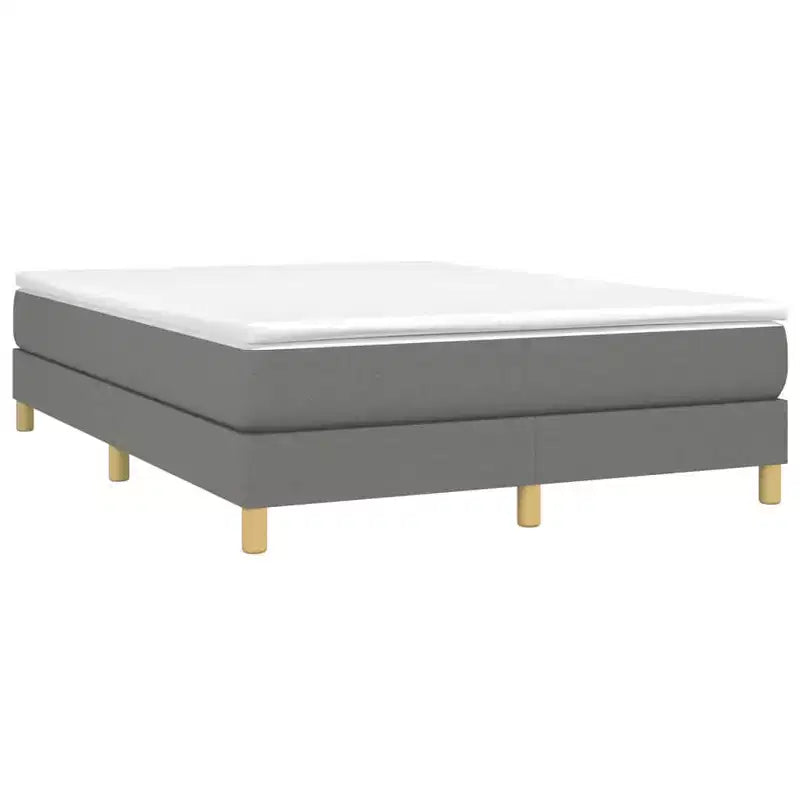 Telaio letto a piattaforma matrimoniale, tessuto grigio scuro, senza testiera, non necessita di box spring
