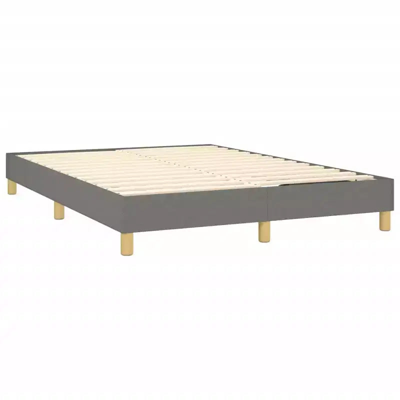 Telaio letto a piattaforma matrimoniale, tessuto grigio scuro, senza testiera, non necessita di box spring