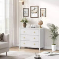 GustoWave 3-Drawer Dresser  31.5 Wide Tall Storage Cabinet & Clothes Organizer, Freestanding Chest for Bedroom, Living Room, Hallway, White