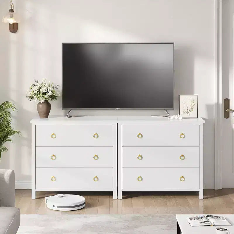 Comò a 3 cassetti largo 80 cm, Armadio contenitore in MDF bianco per camera da letto o corridoio