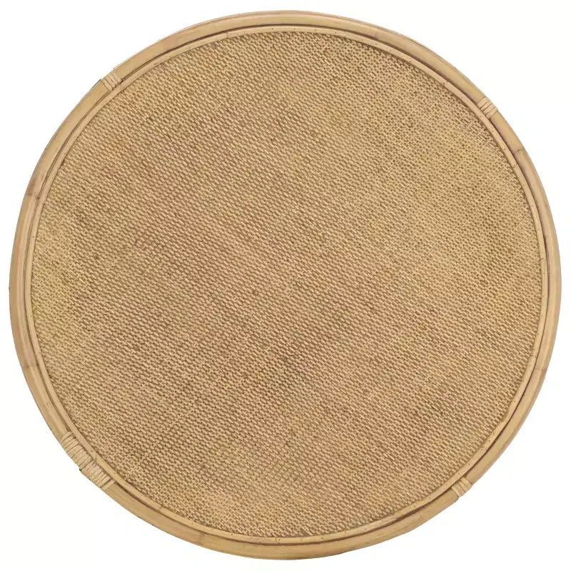 Tavolino da Caffè Rotondo in Legno di Mango e Rattan, Multicolore, Capacità 35 kg