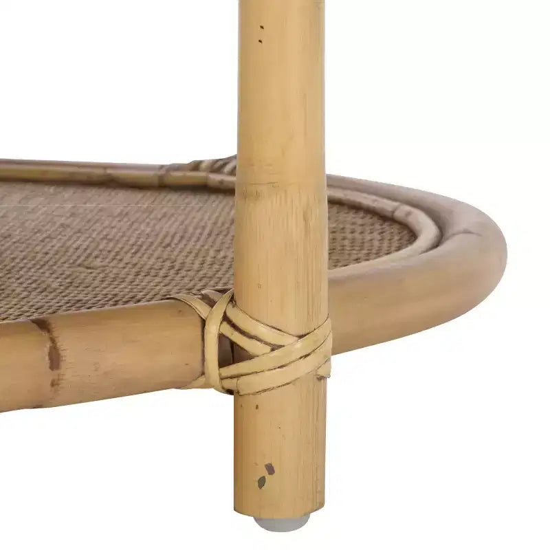 Tavolino da Caffè Rotondo in Legno di Mango e Rattan, Multicolore, Capacità 35 kg