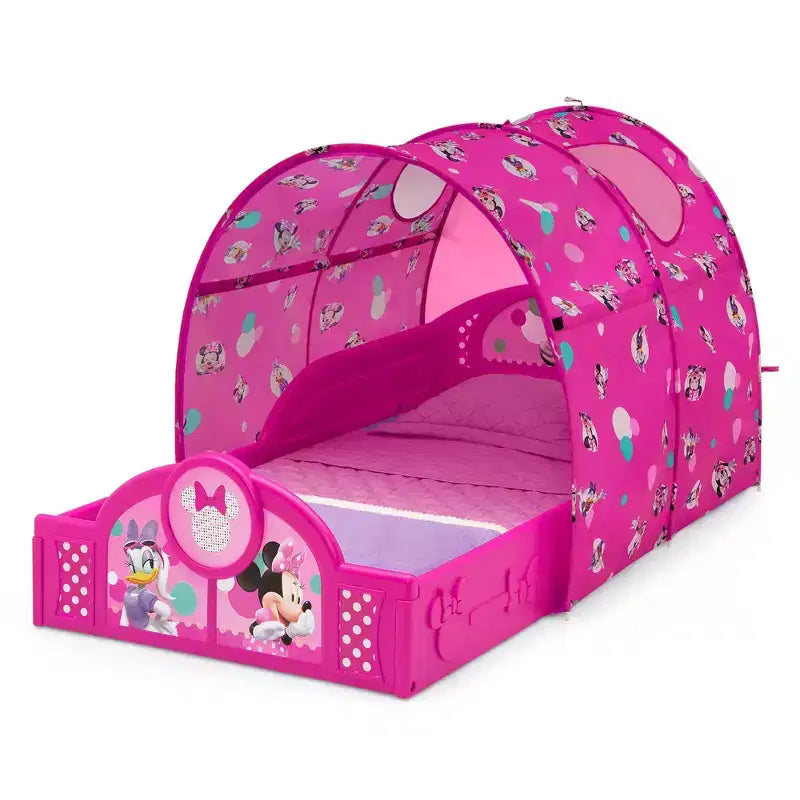 Letto a baldacchino per bambini con sponde e velo, struttura in plastica, per bambini dai 2 anni in su