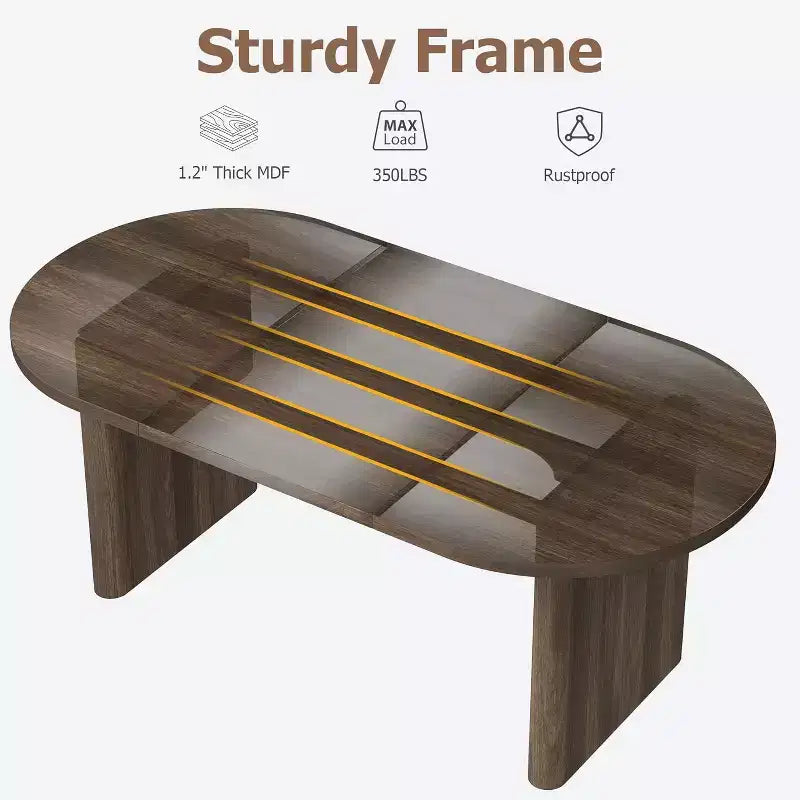 Tavolo da Pranzo Ovale Rustico da 180 cm per 6-8 Persone, Base in Legno Massiccio, Marrone