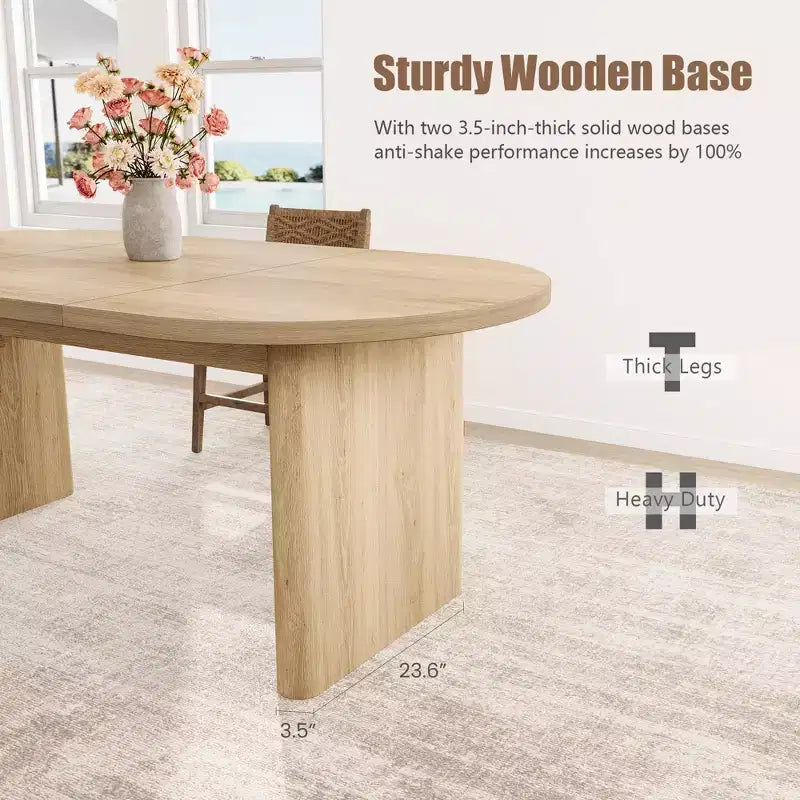 Tavolo da Pranzo Ovale Rustico da 180 cm per 6-8 Persone, Base in Legno Massiccio, Marrone