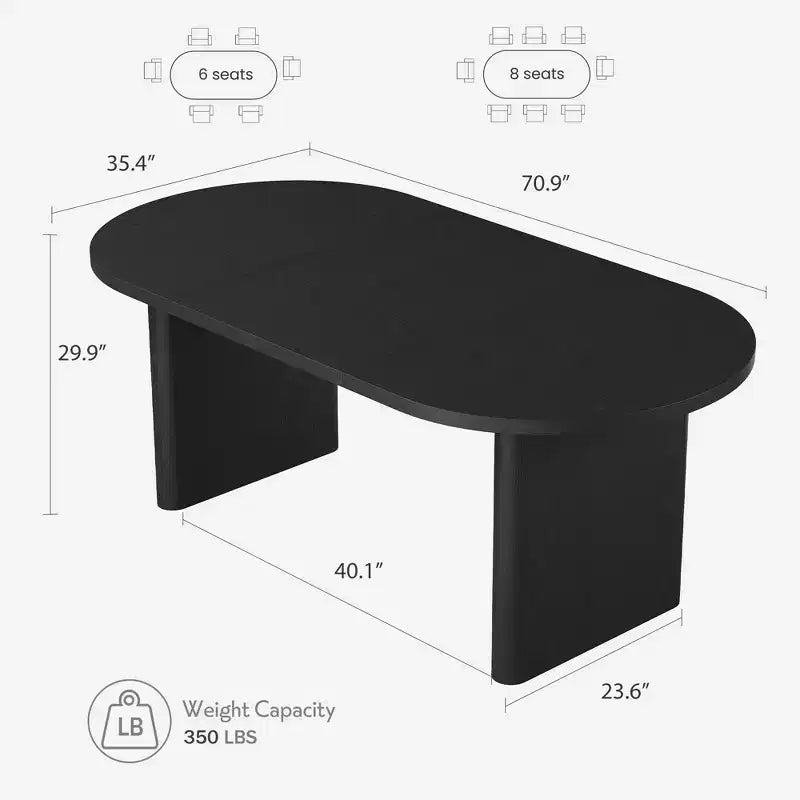 Tavolo da Pranzo Ovale Rustico da 180 cm per 6-8 Persone, Base in Legno Massiccio, Marrone