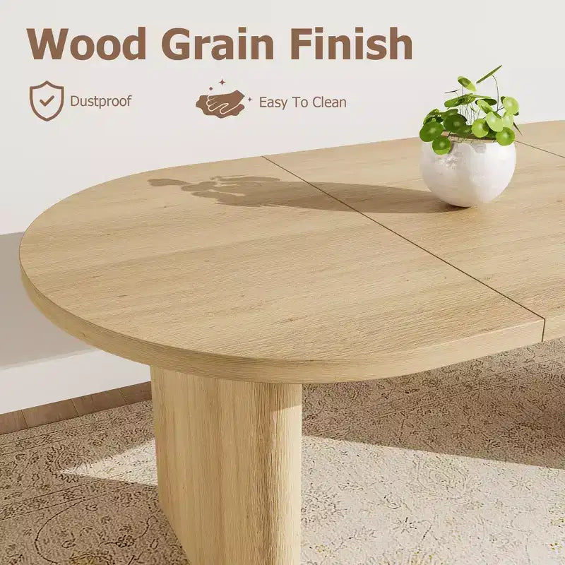 Tavolo da Pranzo Ovale Rustico da 180 cm per 6-8 Persone, Base in Legno Massiccio, Marrone