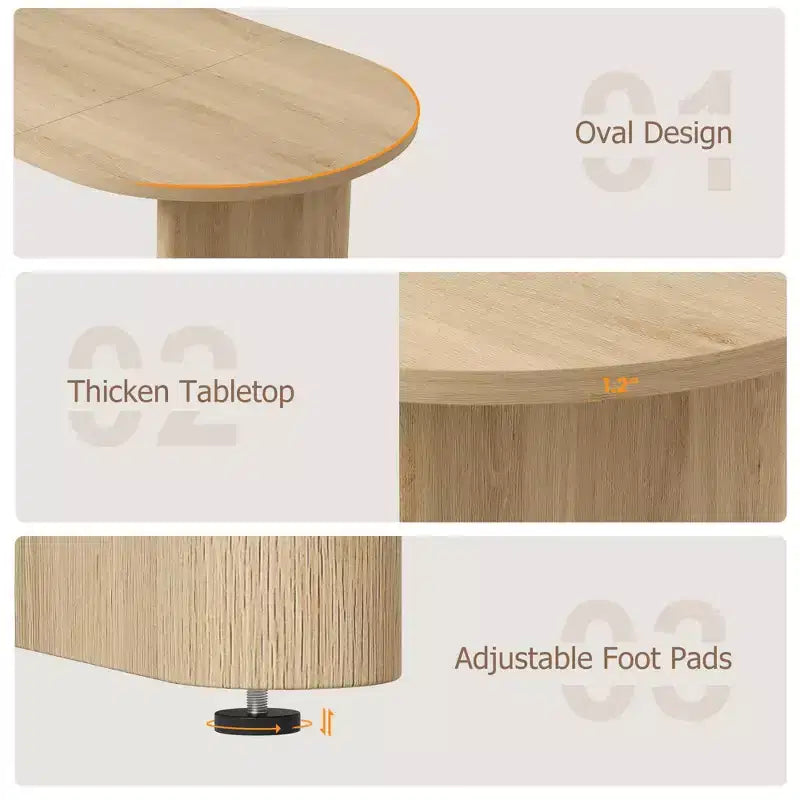 Tavolo da Pranzo Ovale Rustico da 180 cm per 6-8 Persone, Base in Legno Massiccio, Marrone