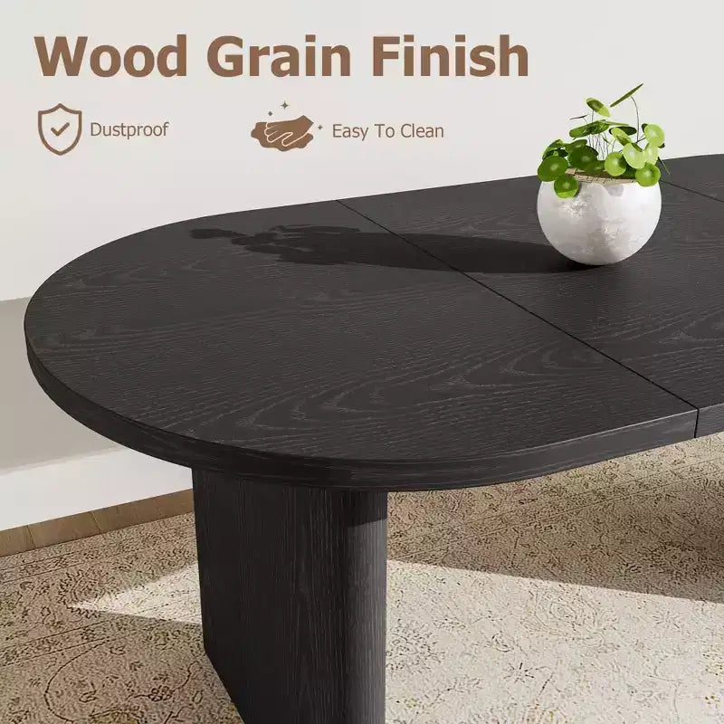Tavolo da Pranzo Ovale Rustico da 180 cm per 6-8 Persone, Base in Legno Massiccio, Marrone