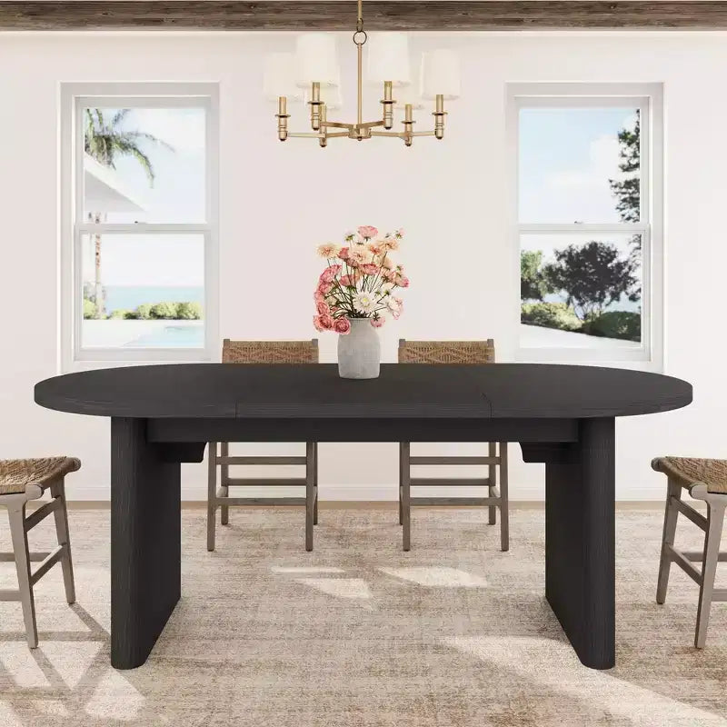 Tavolo da Pranzo Ovale Rustico da 180 cm per 6-8 Persone, Base in Legno Massiccio, Marrone