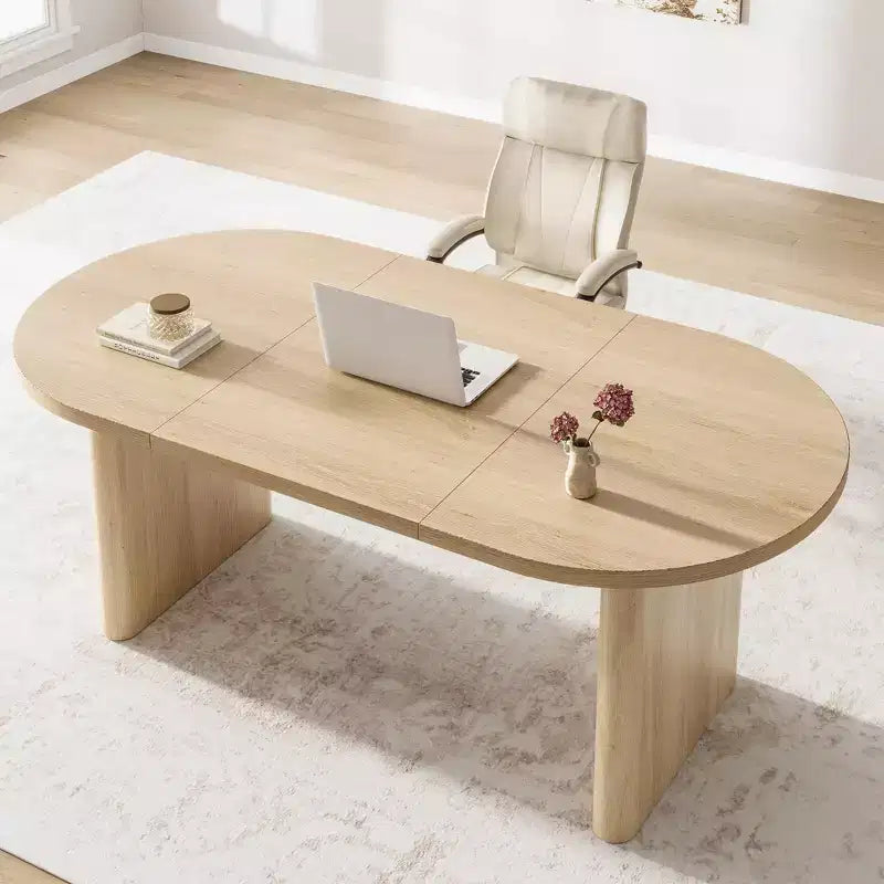 Tavolo da Pranzo Ovale Rustico da 180 cm per 6-8 Persone, Base in Legno Massiccio, Marrone