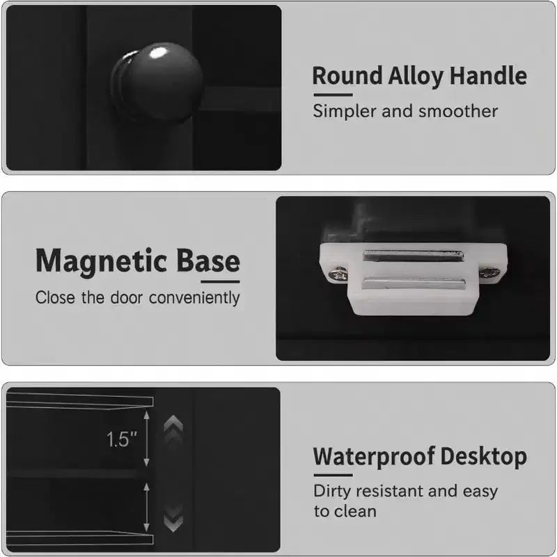 Mobile bagno nero da parete con 2 ante e ripiani regolabili, stile moderno